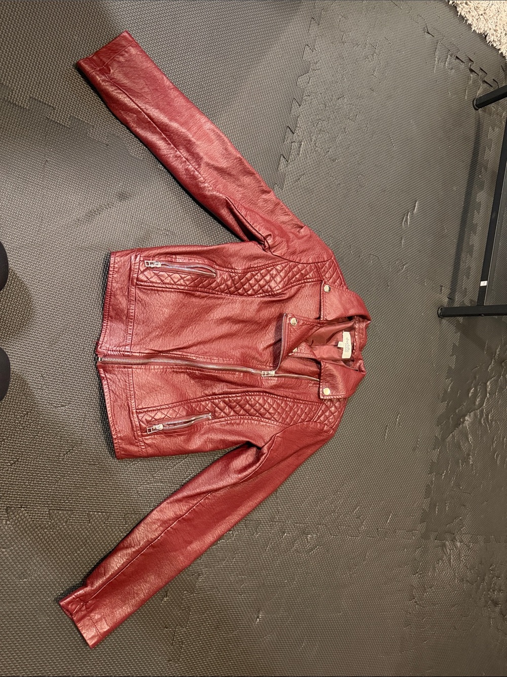 Charlotte Russe Burgundy Quilted Faux Leather Jacket